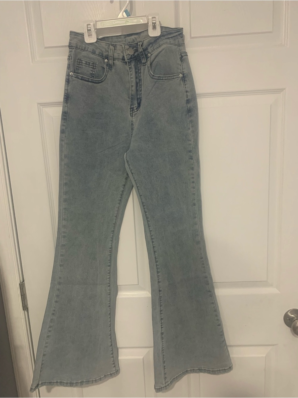 Womens High-Waist Flared Jeans - Light Blue